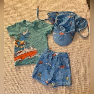 Synpos Swimsuit and Hat 6-12mos